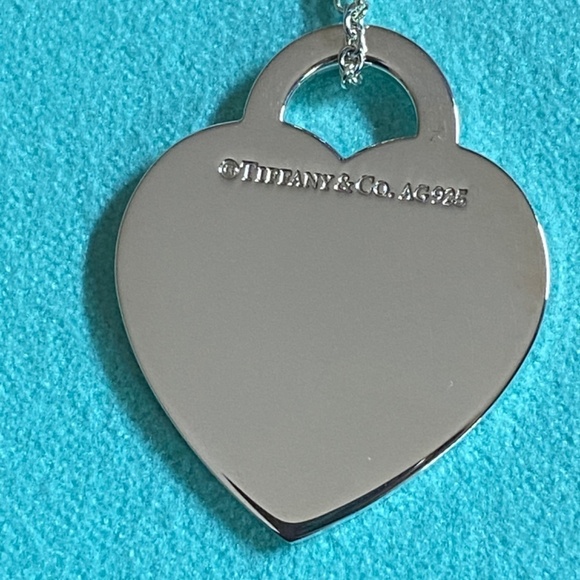 NEW Tiffany & Co. Etched RTT Heart Pendant Necklace 28-30” mixed chain 925 - Picture 9 of 10